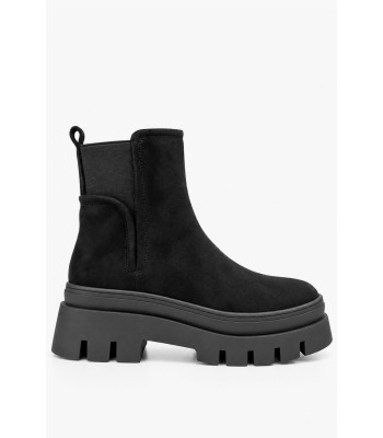 Μαύρα μποτάκια Chelsea suede με chunky τρακτερωτή σόλα