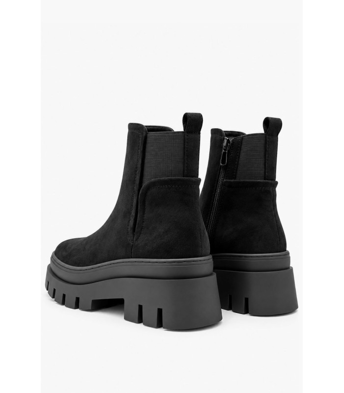 Μαύρα μποτάκια Chelsea suede με chunky τρακτερωτή σόλα