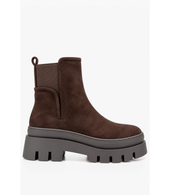 Καφέ μποτάκια Chelsea suede με chunky τρακτερωτή σόλα