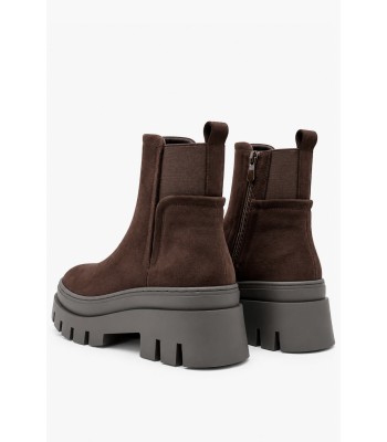 Καφέ μποτάκια Chelsea suede με chunky τρακτερωτή σόλα