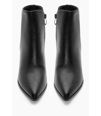 Μαύρο ankle boot με χοντρό τακούνι και μεταλλική λεπτομέρεια
