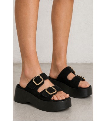 Μαύρο flatform με διπλή αγκράφα