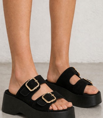 Μαύρο flatform με διπλή αγκράφα