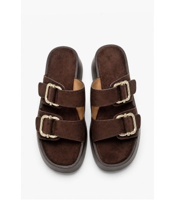Καφέ flatform με διπλή αγκράφα