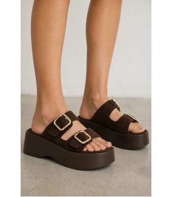 Καφέ flatform με διπλή αγκράφα