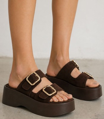 Καφέ flatform με διπλή αγκράφα