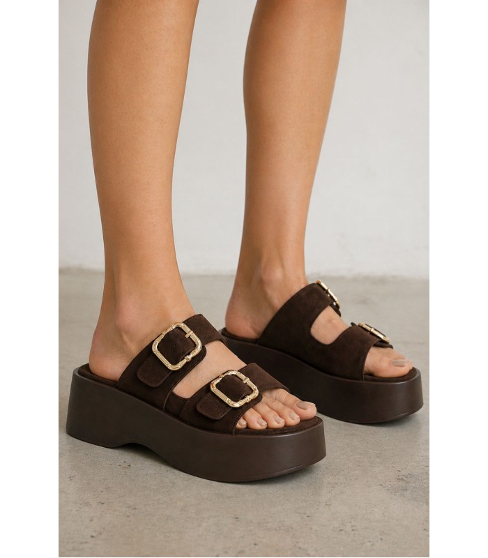 Καφέ flatform με διπλή αγκράφα