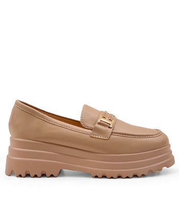 Μπεζ Loafers με χοντρή σόλα