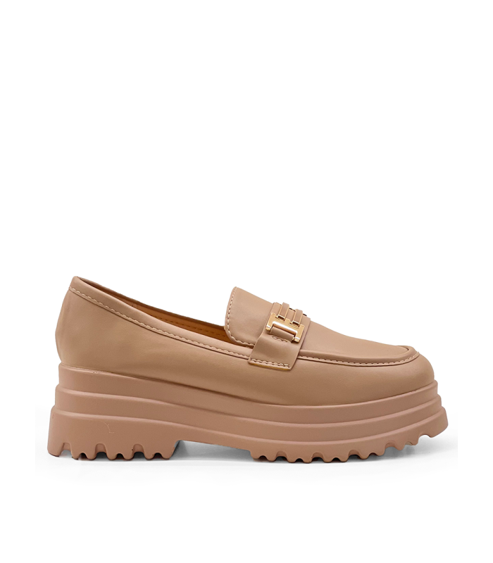 Μπεζ Loafers με χοντρή σόλα
