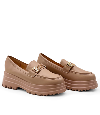 Μπεζ Loafers με χοντρή σόλα