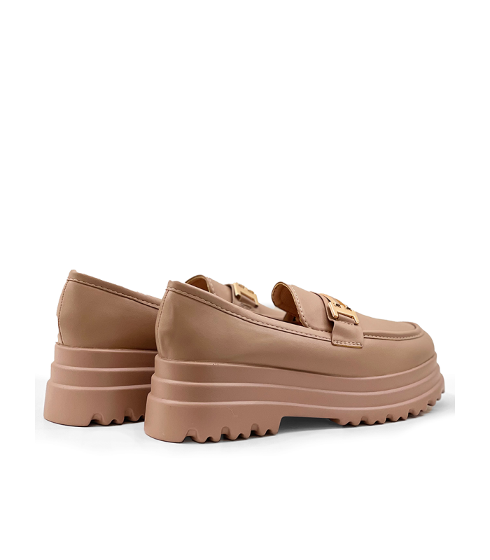Μπεζ Loafers με χοντρή σόλα