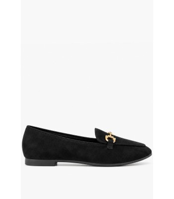 Μαύρα loafers με χρυσή αγκράφα