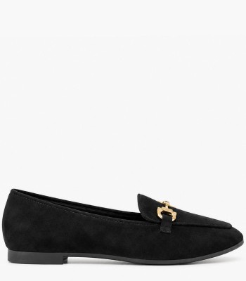 Μαύρα loafers με χρυσή αγκράφα
