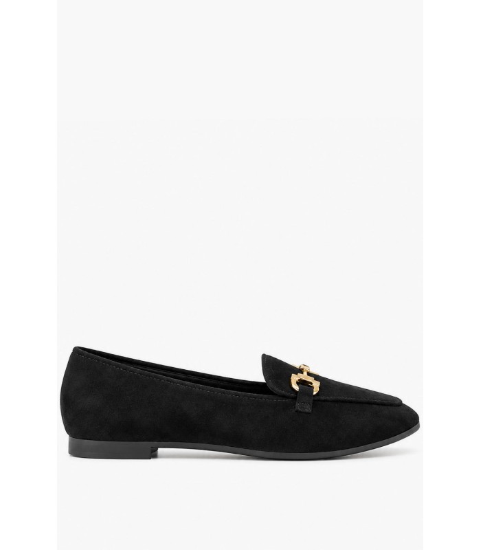 Μαύρα loafers με χρυσή αγκράφα