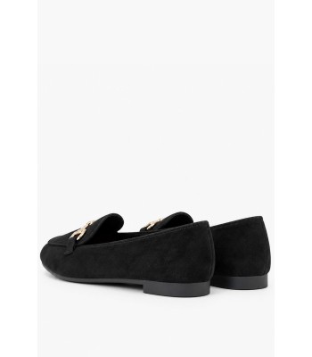 Μαύρα loafers με χρυσή αγκράφα