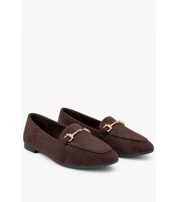 Καφέ loafers με χρυσή αγκράφα