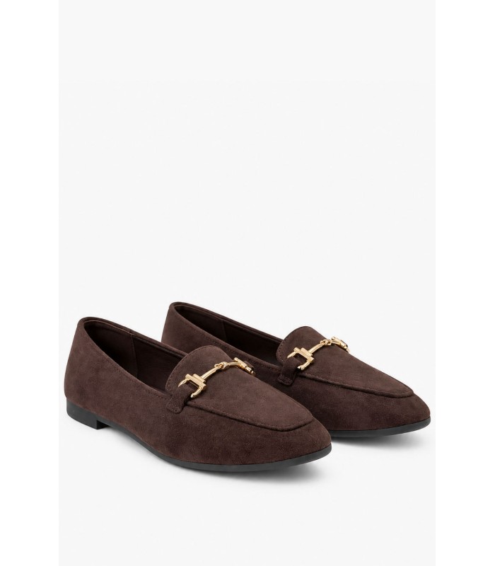 Καφέ loafers με χρυσή αγκράφα