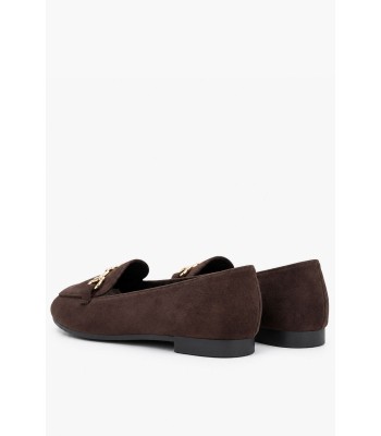 Καφέ loafers με χρυσή αγκράφα