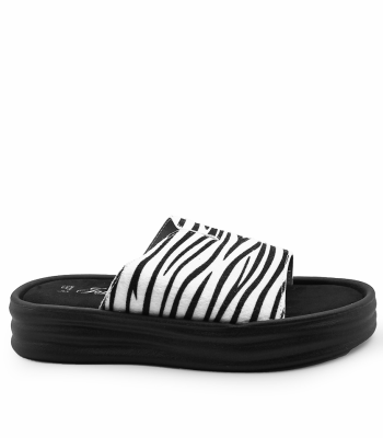 Γυναικείο flatform με zebra print και μαύρη σόλα