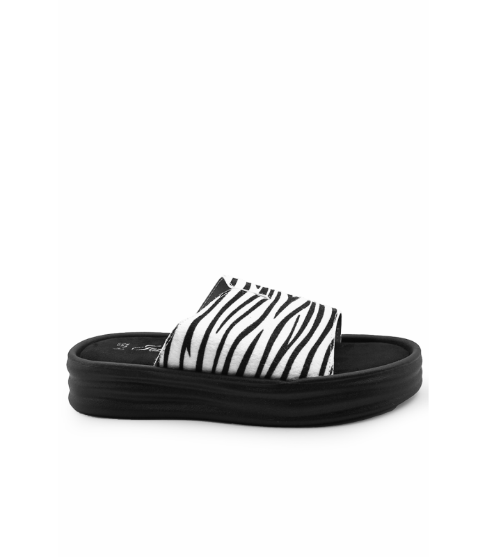 Γυναικείο flatform με zebra print και μαύρη σόλα