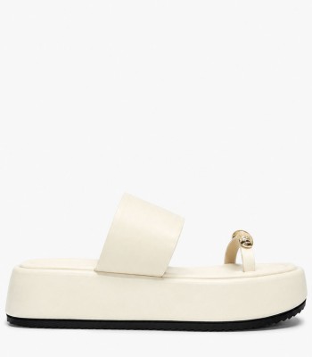 Off-white flatform με μεταλλική λεπτομέρεια toe ring