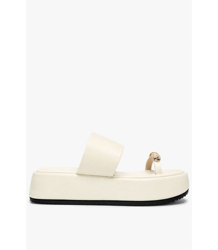 Off-white flatform με μεταλλική λεπτομέρεια toe ring