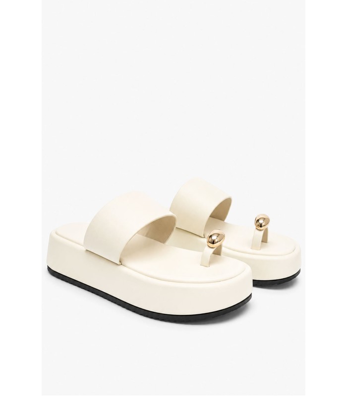 Off-white flatform με μεταλλική λεπτομέρεια toe ring
