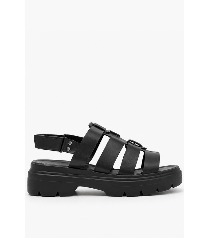Μαύρο flatform fisherman σανδάλι με chunky σόλα