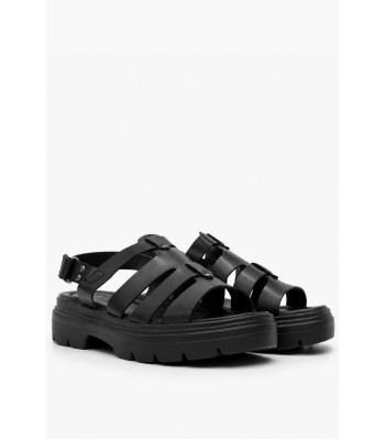Μαύρο flatform fisherman σανδάλι με chunky σόλα