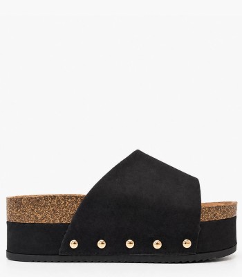 Μαύρα flatform με χρυσά τρουκς