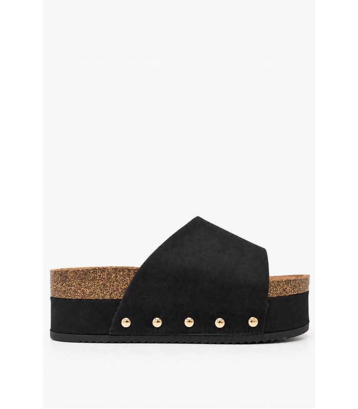 Μαύρα flatform με χρυσά τρουκς