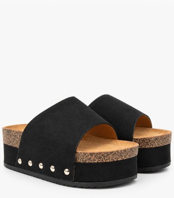 Μαύρα flatform με χρυσά τρουκς