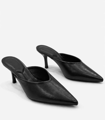 Μαύρη mule γόβα με minimal design