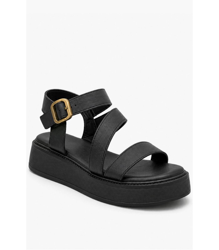 Μαύρα flatform σανδάλια με αγκράφα