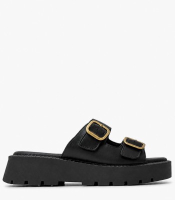 Μαύρα flatform με διπλές αγκράφες