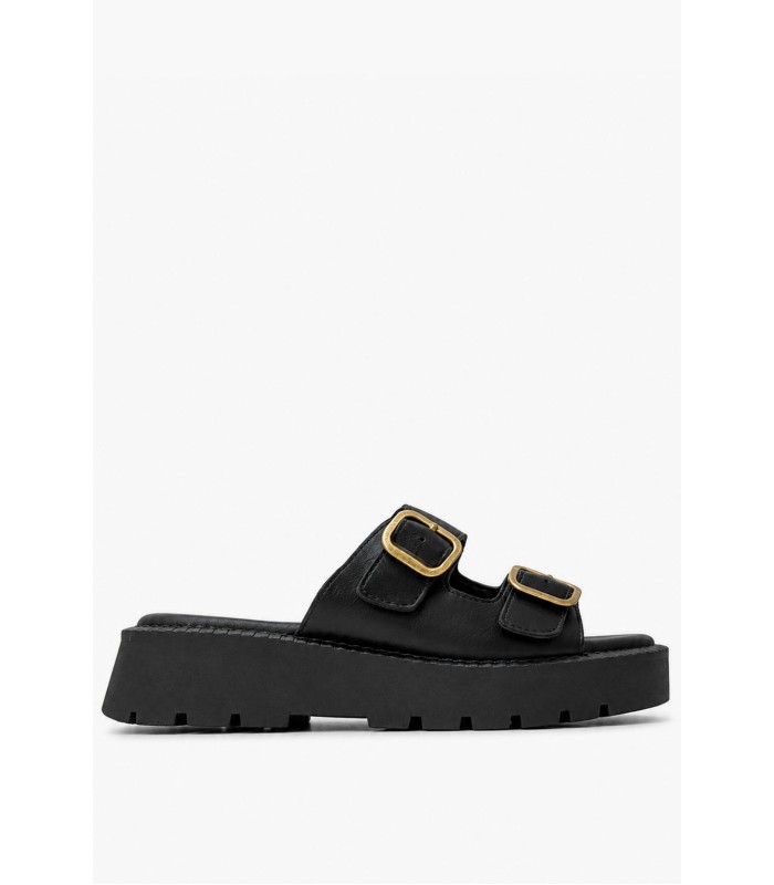 Μαύρα flatform με διπλές αγκράφες