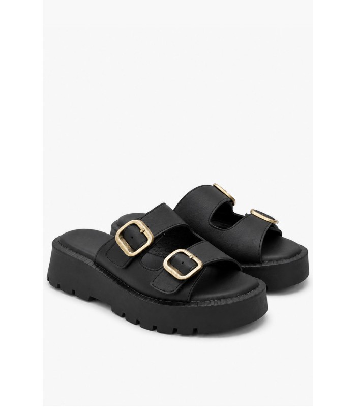 Μαύρα flatform με διπλές αγκράφες