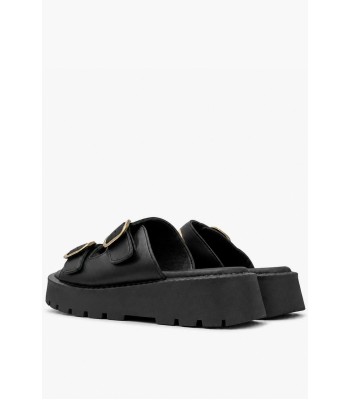 Μαύρα flatform με διπλές αγκράφες