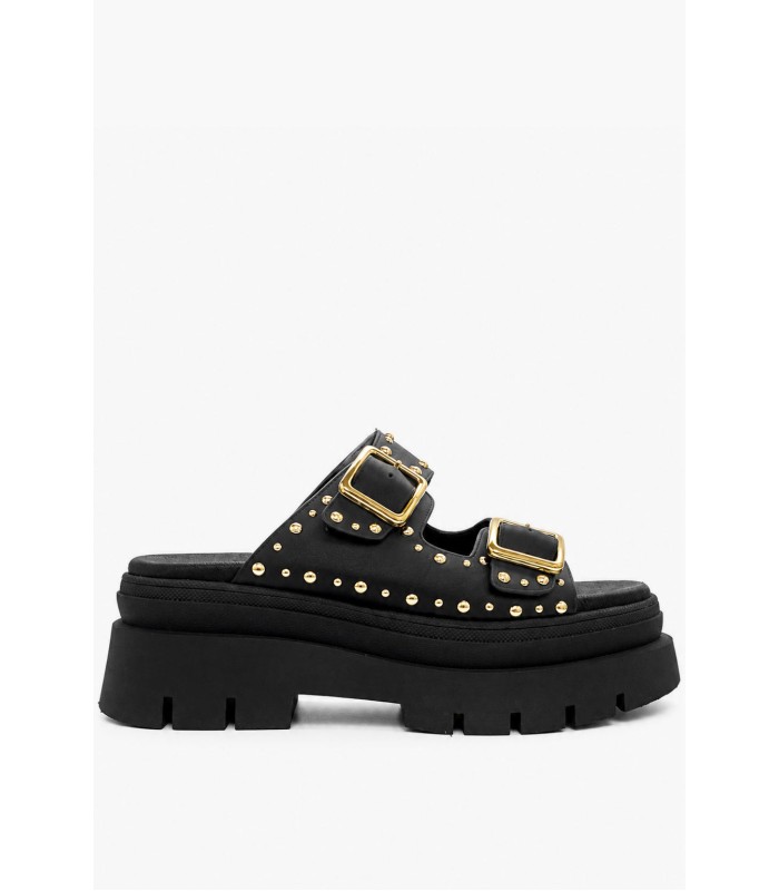 Μαύρο flatform με χρυσές αγκράφες και τρουκς