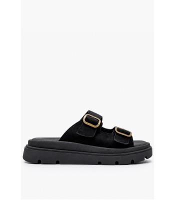 Μαύρο suede flatform με αγκράφες και chunky σόλα