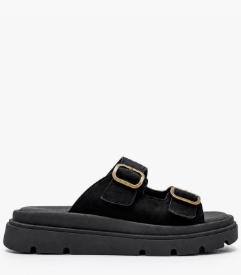 Μαύρο suede flatform με αγκράφες και chunky σόλα