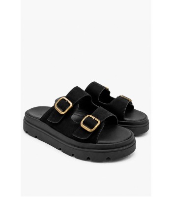 Μαύρο suede flatform με αγκράφες και chunky σόλα