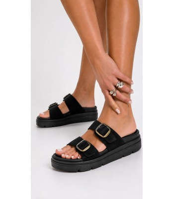 Μαύρο suede flatform με αγκράφες και chunky σόλα