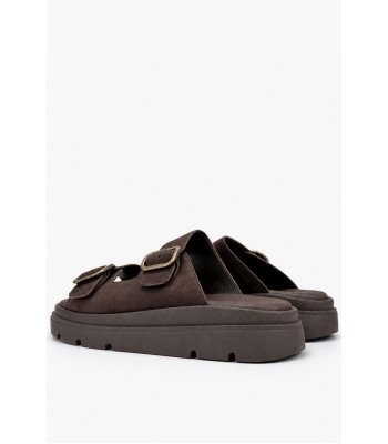Καφέ suede flatform με αγκράφες και chunky σόλα