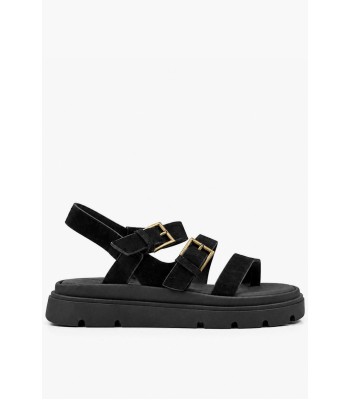 Μαύρο flatform με ανατομικό πάτο και διπλές αγκράφες