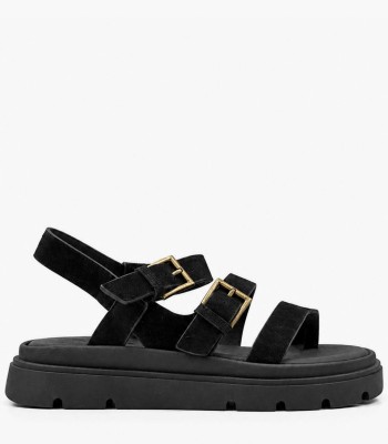 Μαύρο flatform με ανατομικό πάτο και διπλές αγκράφες