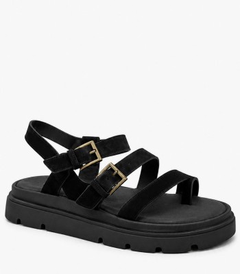 Μαύρο flatform με ανατομικό πάτο και διπλές αγκράφες