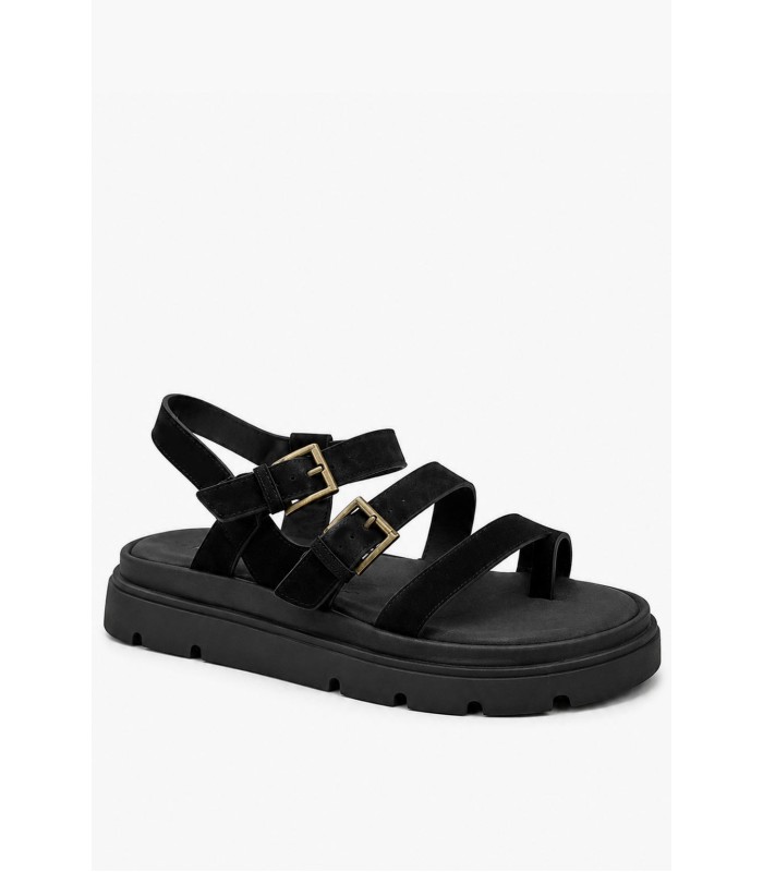 Μαύρο flatform με ανατομικό πάτο και διπλές αγκράφες
