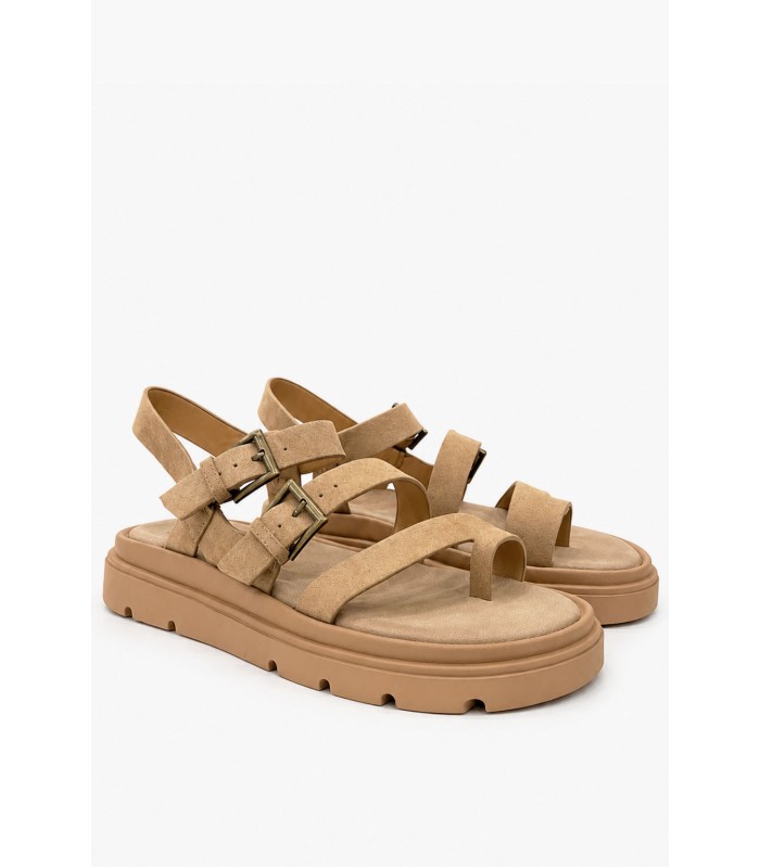 Χακί flatform με ανατομικό πάτο και διπλές αγκράφες