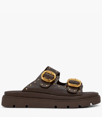 Καφέ flatform με χρυσές αγκράφες και τρουκς